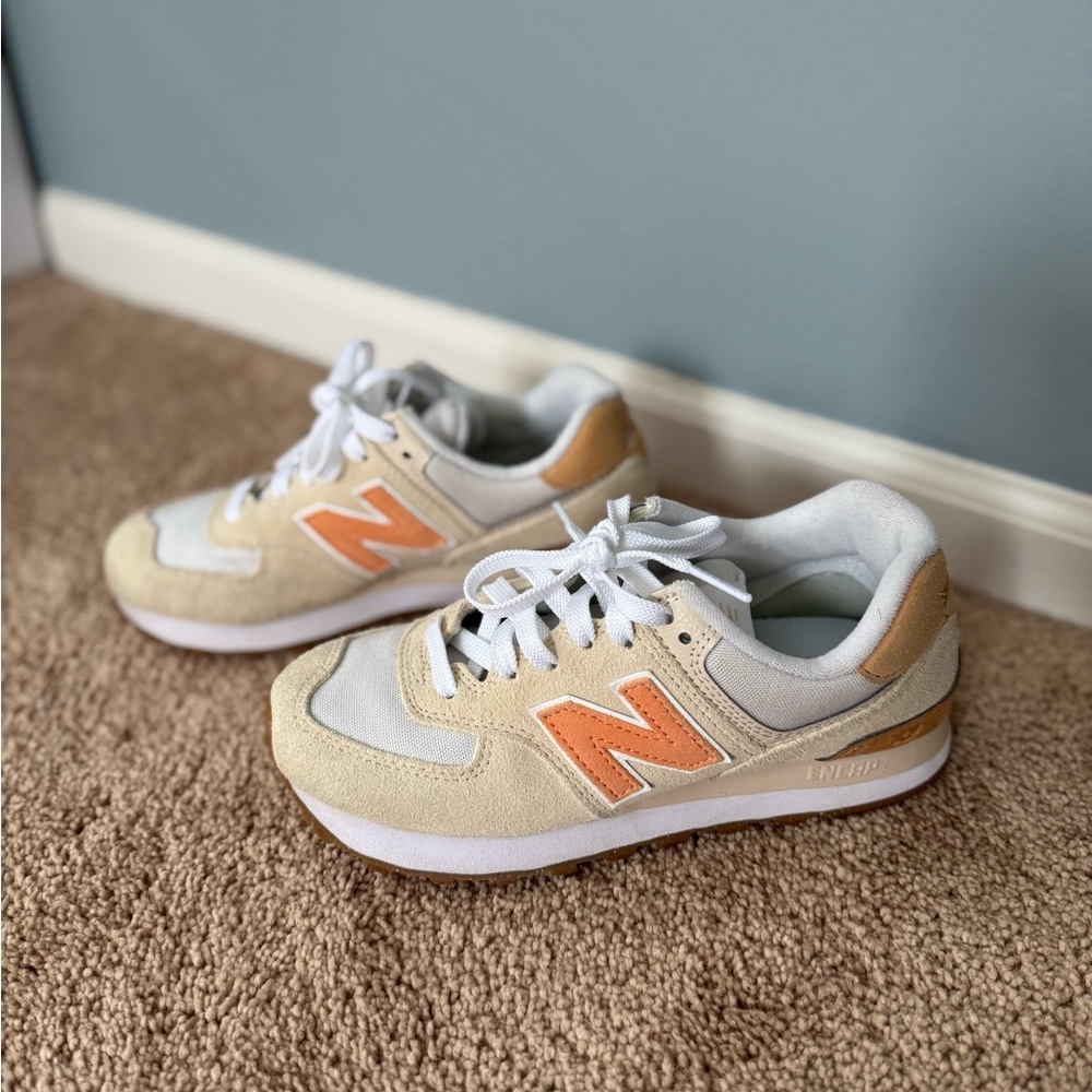 New Balance Cream and Orange Sneakers